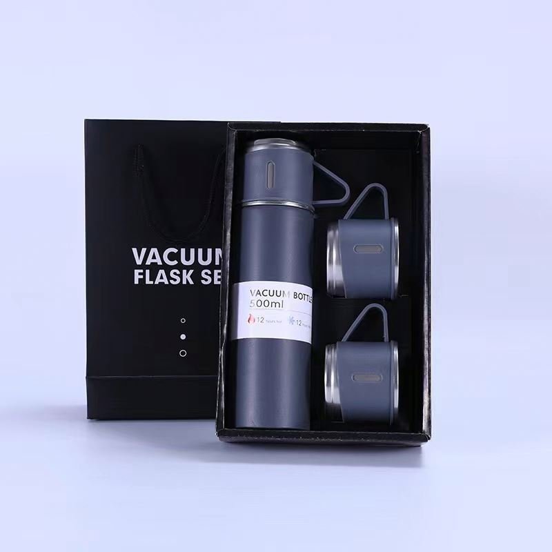 Portable Christmas Gift 3pcs Travel Coffee Tea thermos Vacuum flask stainless steel water bottle gift set with 2 cups