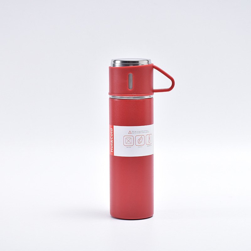 colorful 500ml Two Cups Gift Set insulated double wall stainless steel vacuum flask gift thermos set