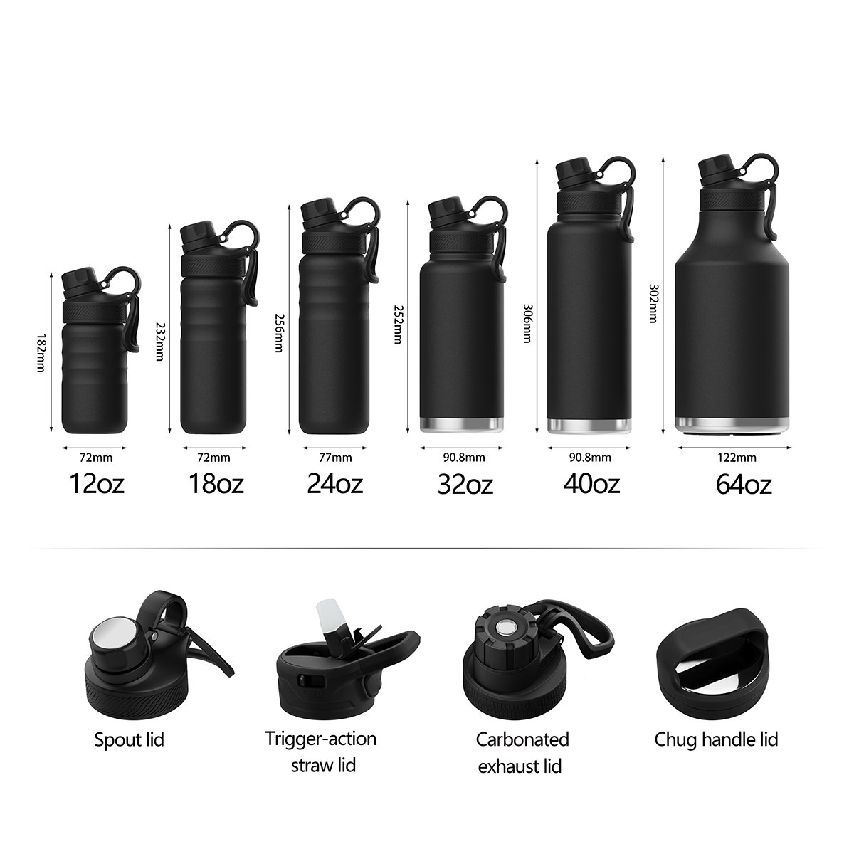 Bottle Water Stainless Steel Thermos Flask 32oz 40oz Tumbler Insulated Hot Water Bottles Water Flask Waterbottle With Handle