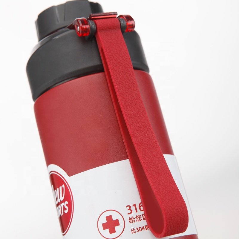 Cille 650 ML Insulated Water Bottle Sports Stainless Steel Double Wall Vacuum Flask Travel Mug with Silicone Handle