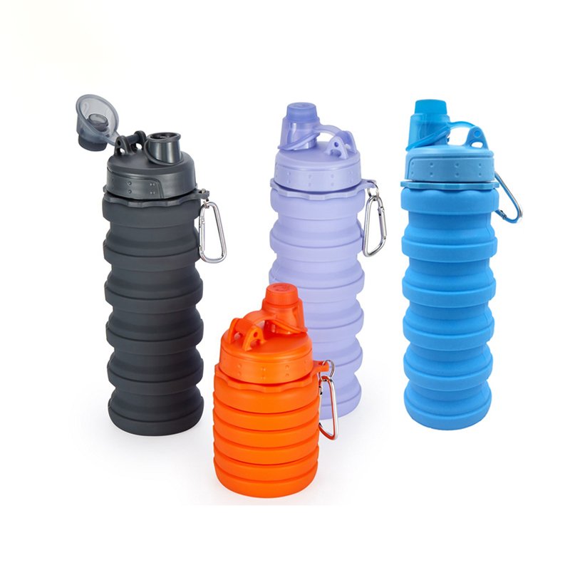 Eco-friendly hot selling Silicone Foldable cup Sports Water Bottle Squeeze flexible free products sample with logo