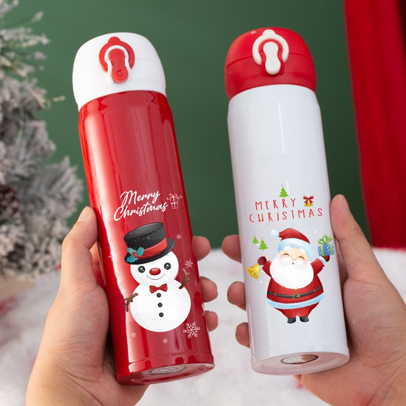 Hot Sale 500ml Stainless Steel Vacuum Flask Christmas Gift Cup Thermal Insulation Water Bottle With Bounce Lid