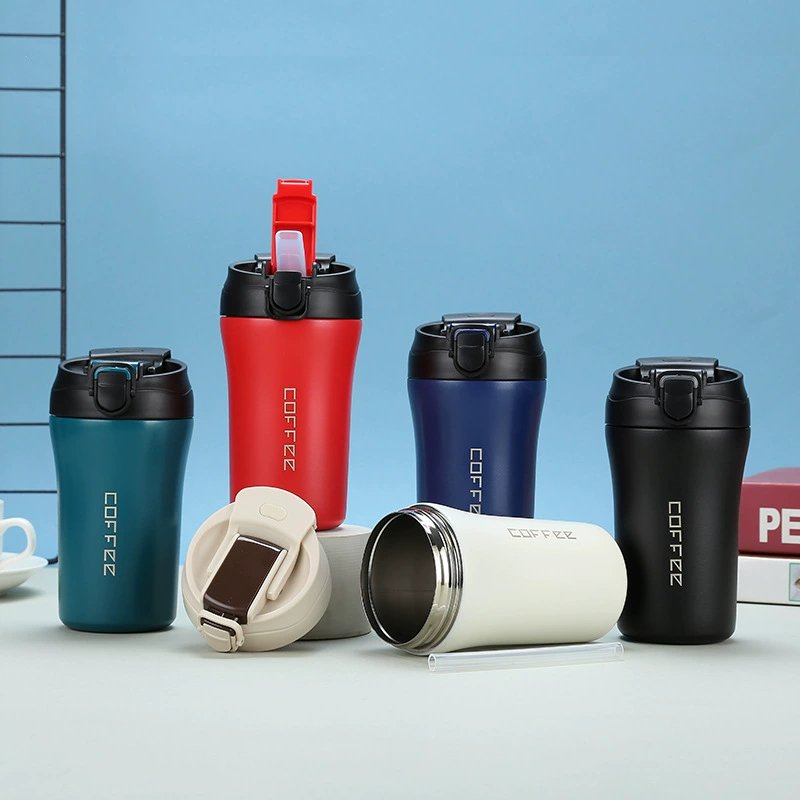 Water Bottles Wholesale 12oz Custom Printed Stainless Steel Vacuum Insulated Coffee Mug Warmer with Dual Drinking Lid