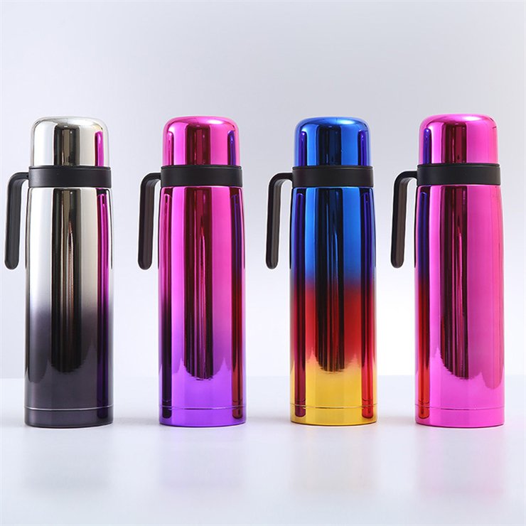 1000ml/1L Double Wall Insulated Thermo flask with Handle Yerba mate bottle bullet shape thermo vacuum flask