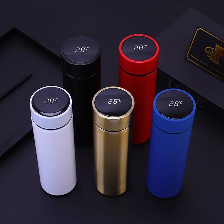 hot sale products smart led temperature water bottle vacuum digital thermos flask stainless steel straight cup with temperature