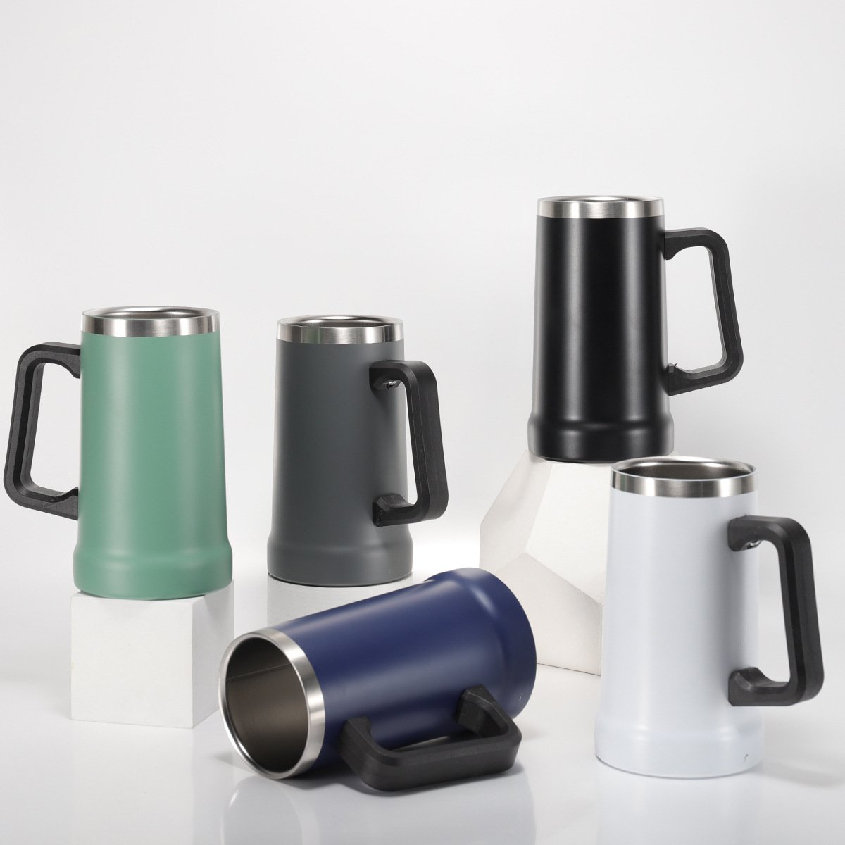 Customized Logo Wholesale Double Wall Stainless Steel Beer Mug Tankard Vacuum Flask With Handle