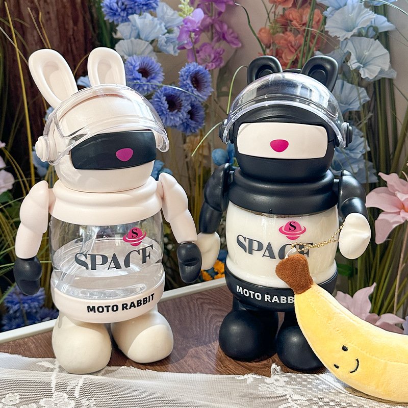 J28 BPA free tritan cartoon space lightning rabbit plastic cup cute fashion trend personalized plastic water bottle mug