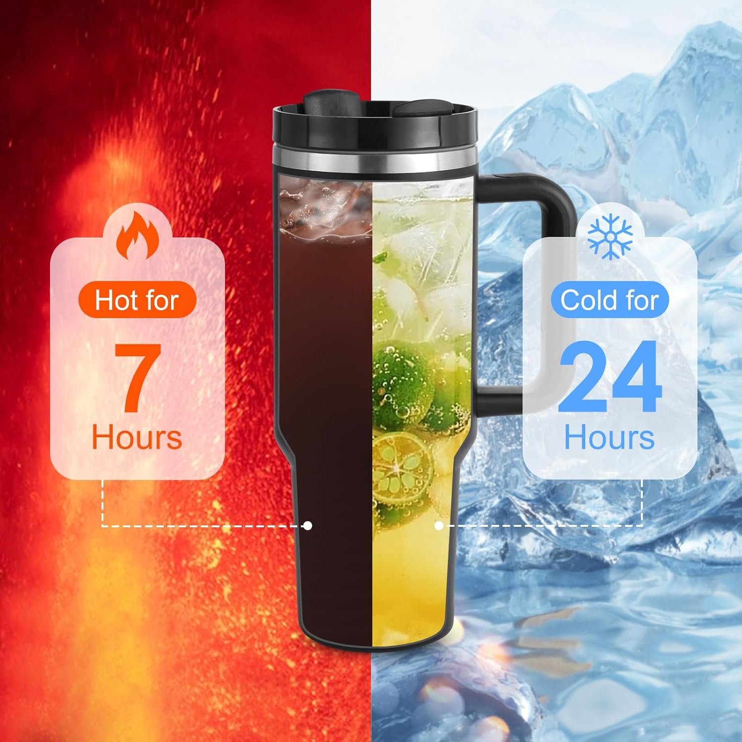Custom Logo Outdoor 30oz 40oz Double Walled Travel Mugs handle Stainless Steel Vacuum Insulated Travel Tumbler with Handle