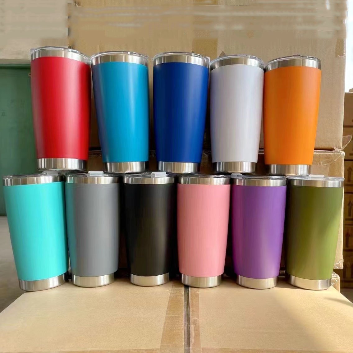 Customized logo 20oz Tumbler Vacuum Insulated Double Wall Stainless Steel Coffee Mug 20 oz Travel Tumbler with Lids and Straws