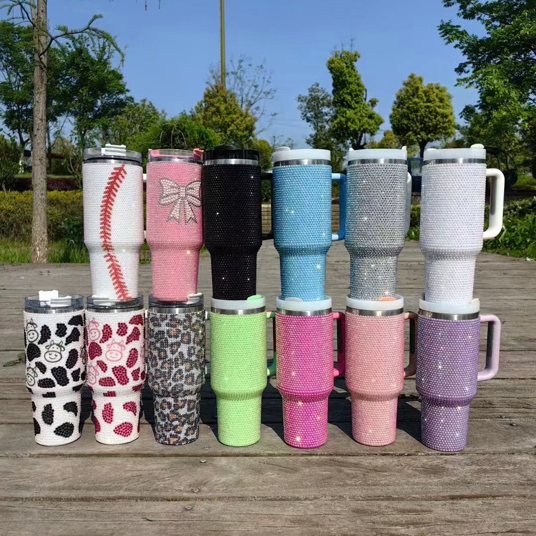 2024 new Outdoor Mugs Stainless Steel Thermos Cup Car gift cup Water Bottle 40oz Tumbler With Handle electroplate Tumbler