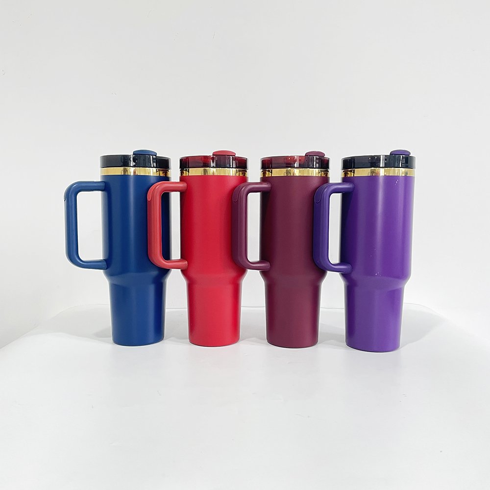 USA RTS 40oz large capacity mirror gold mix color tumbler outdoor travel coffee mug with removable handle for holographic laser