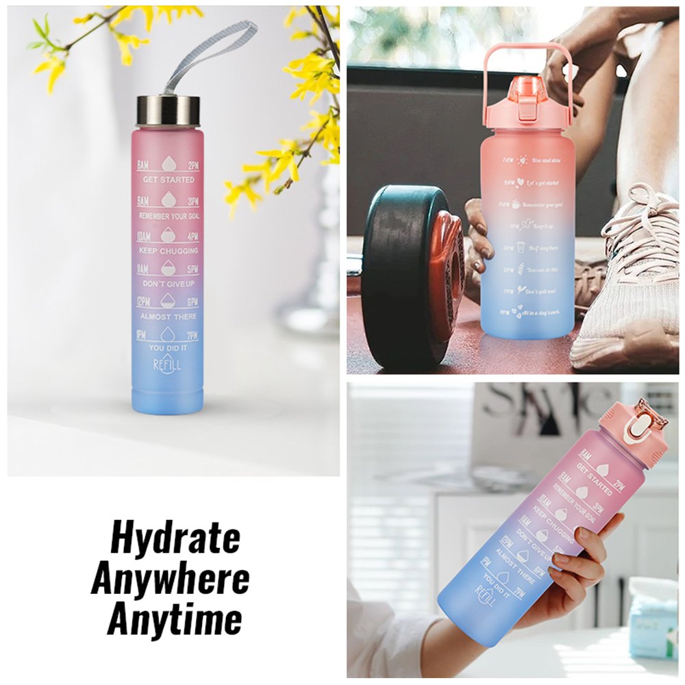 2.2L Large Capacity Plastic Bottles Set 3pcs Set Water Bottle With Time Marker
