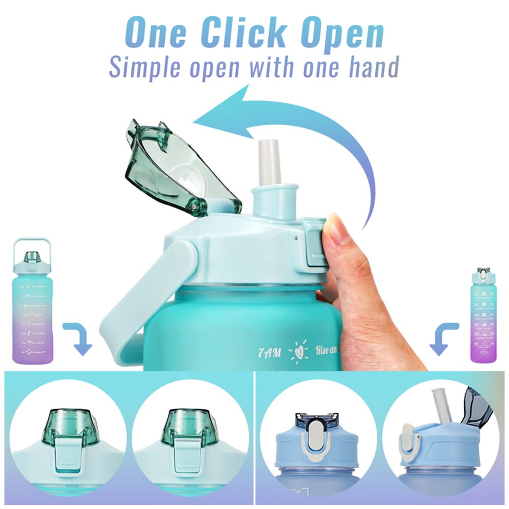2.2L Large Capacity Plastic Bottles Set 3pcs Set Water Bottle With Time Marker