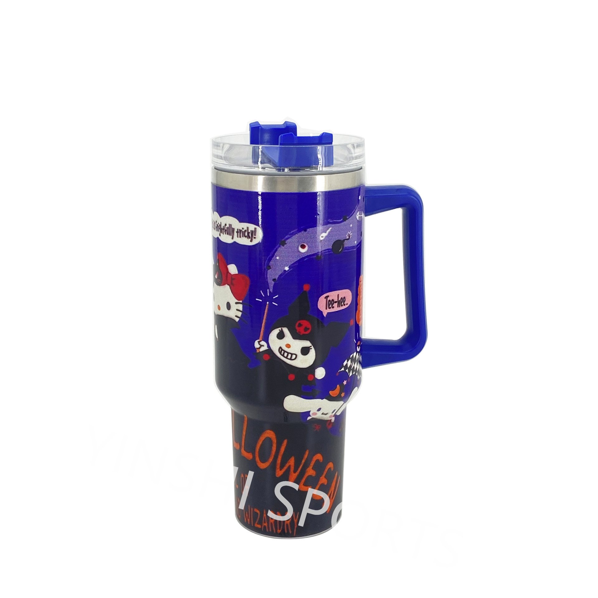 Custom Halloween Christmas Stainless Steel 3d Uv Printed Spooky Pumpkin 40oz Cups Tumbler Mug With Handle And Straw Lid