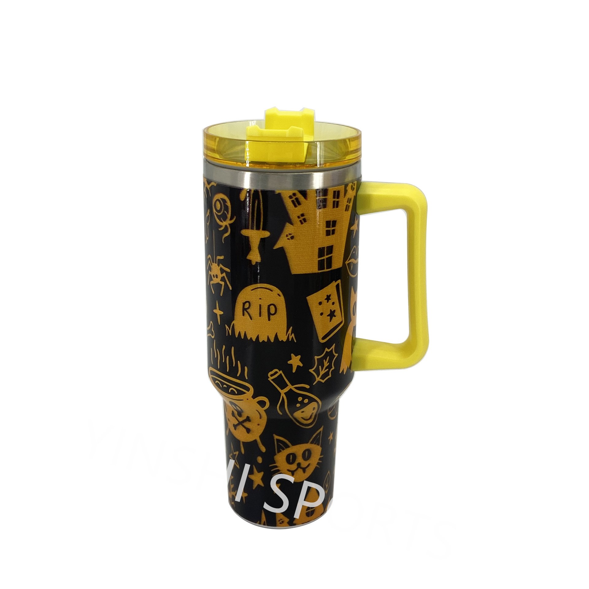 Custom Halloween Christmas Stainless Steel 3d Uv Printed Spooky Pumpkin 40oz Cups Tumbler Mug With Handle And Straw Lid