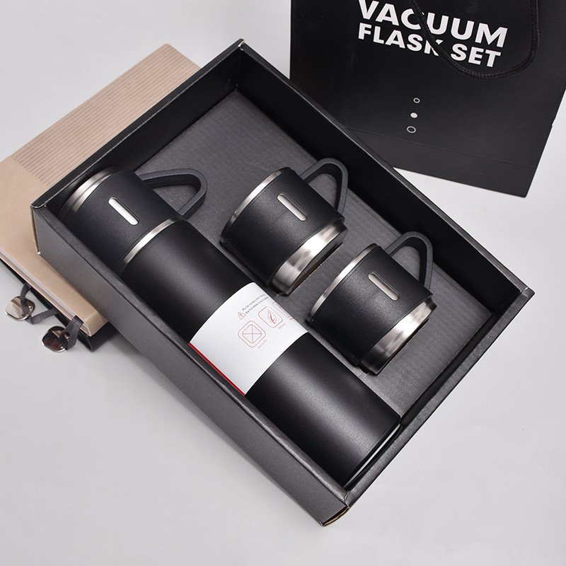 Insulated Water Bottle Vacuum Thermos Flask Set Stainless Steel with Handle for Men Women with 3 Cups Customized Logo Popular
