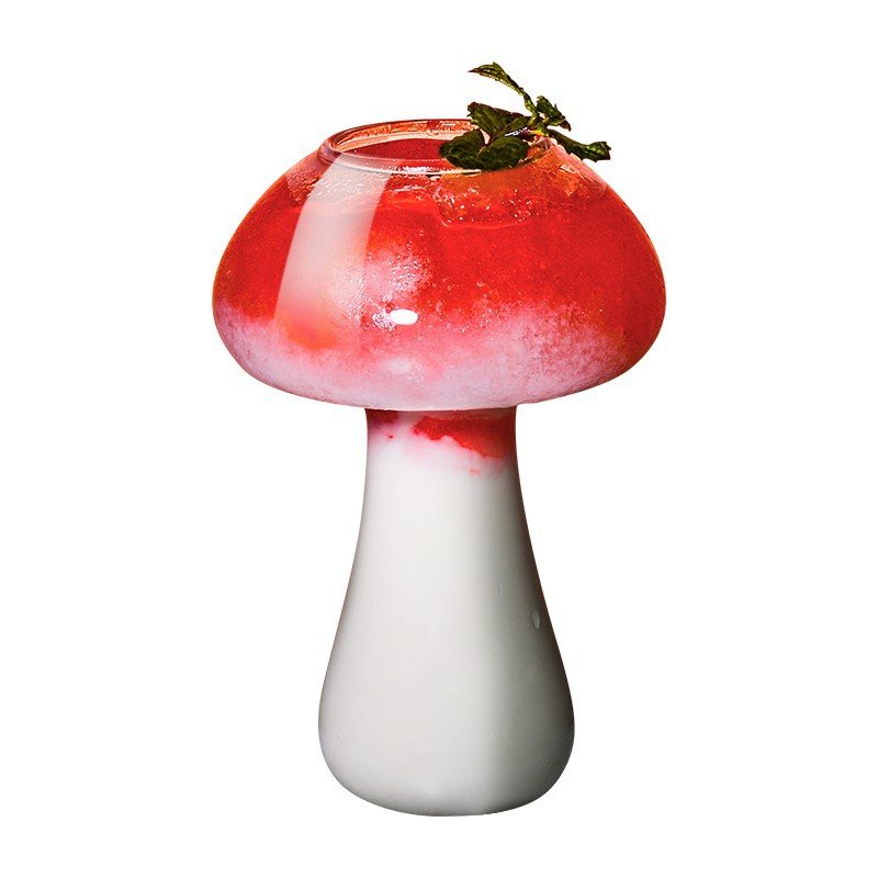 Glass mushroom wine glass cocktail cup Creative ktv bar exclusive net red juice drink cup Japanese mushroom creative beer mug
