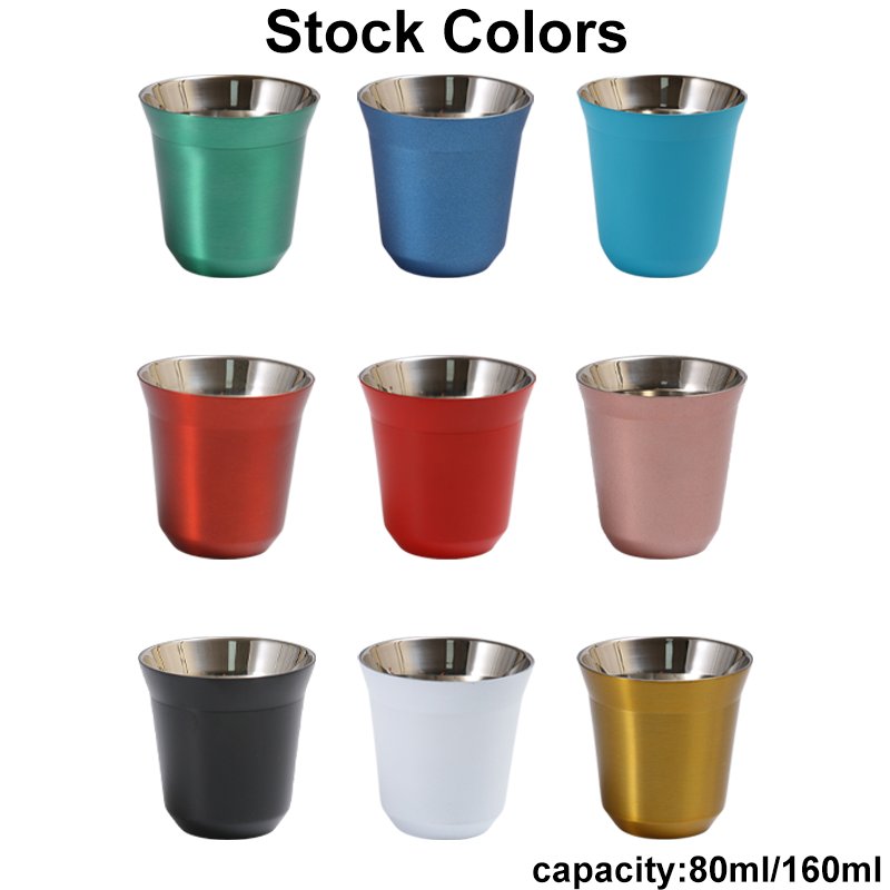 Portable 80ml 160ml stainless steel outdoor camping milk cup double walled vacuum insulated coffee mug
