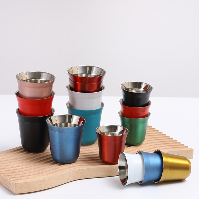 Portable 80ml 160ml stainless steel outdoor camping milk cup double walled vacuum insulated coffee mug