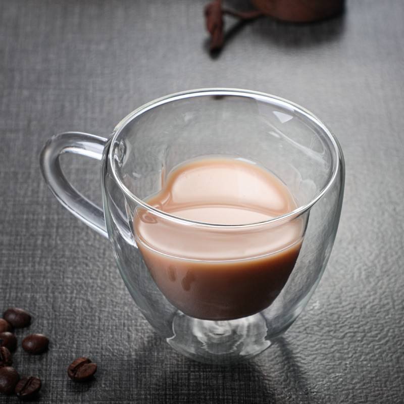180 240ml Clear Unique Double Walled Insulated Glass Coffee Mug or Tea Cup Shaped heart shaped drinking glasses