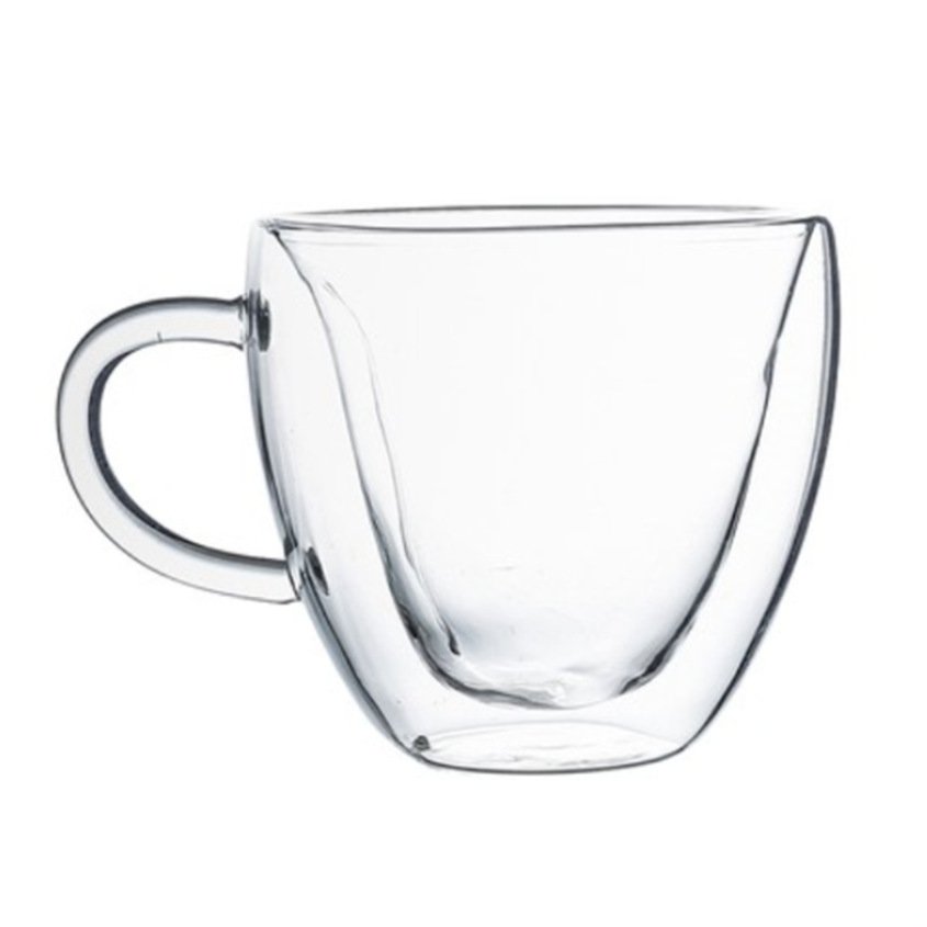 180 240ml Clear Unique Double Walled Insulated Glass Coffee Mug or Tea Cup Shaped heart shaped drinking glasses