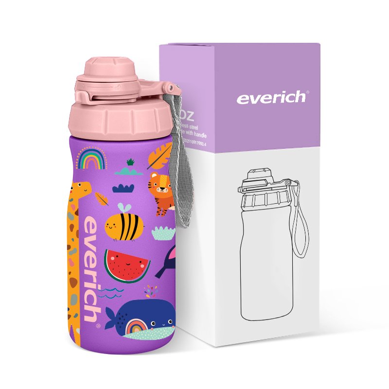 Hot Sale 14oz Double Wall 304 Stainless Steel Water Bottle BPA-Free Customizable Logo Big Mouth Vacuum Flask Kids Sport Style