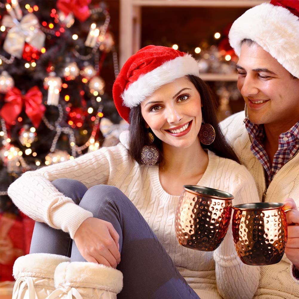 Hot Sell Stainless Steel 16Oz Moscow 100% Solid Plated Drinking Hammered Cup Coffee Beer Mule Copper Mug Set