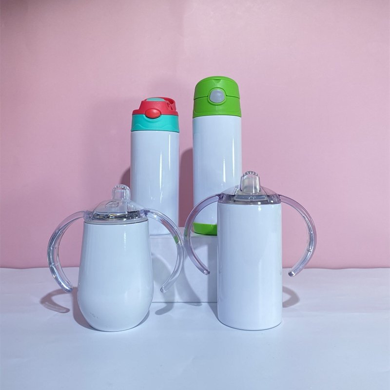 USA 12oz Double Wall Insulated Baby Cup spill proof Stainless Steel Sublimation Blank straight Kid Water Bottles for kids school