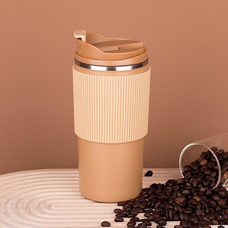 hot sell dwells sweden leakproof travel coffee mug with silicone holder sleeve 450ML thermal insulation tumbler car mug double