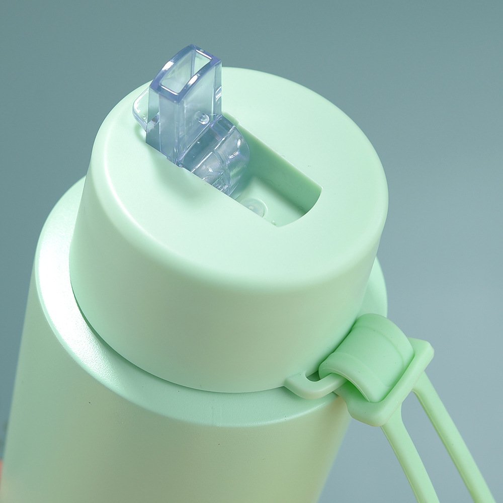 New Arrival 1L Double Walled Insulated Vacuum Flask 304 Stainless Steel Wide Mouth Travel Water Bottle With Straw Lid
