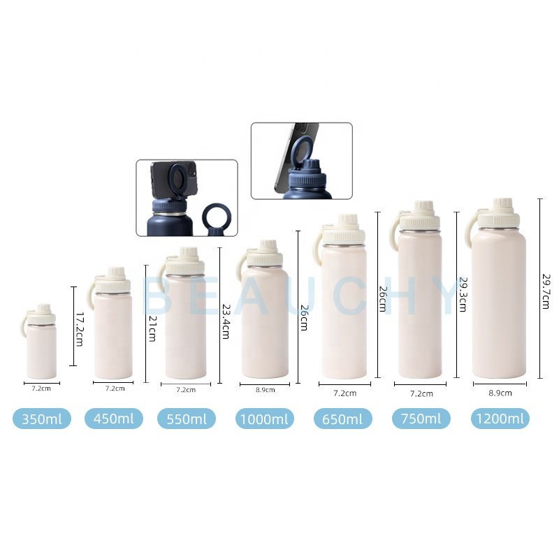 2024 new sports magnet water bottle stainless steel water bottle phone holder magnet cheap vacuum flask wholesale in bulk