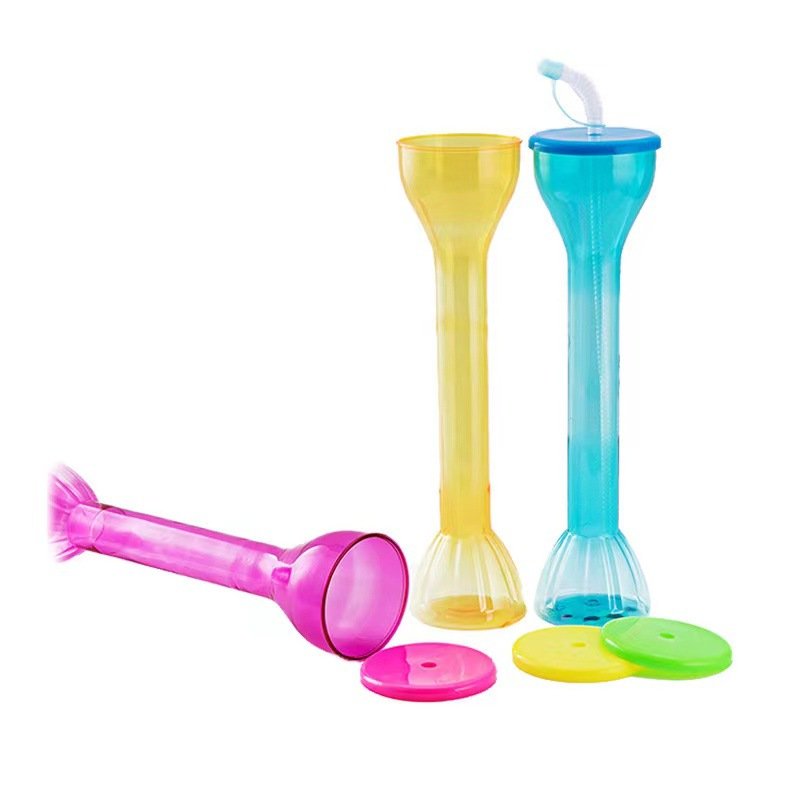 Dumbbell Shaped Water Bottle Plastic Cups With Long Neck 600ml Yard Cup