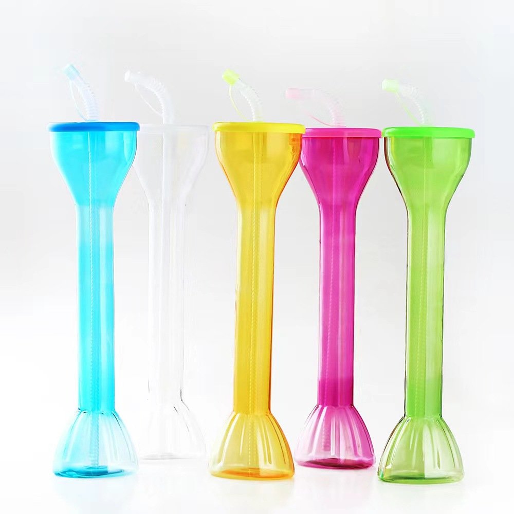 Dumbbell Shaped Water Bottle Plastic Cups With Long Neck 600ml Yard Cup