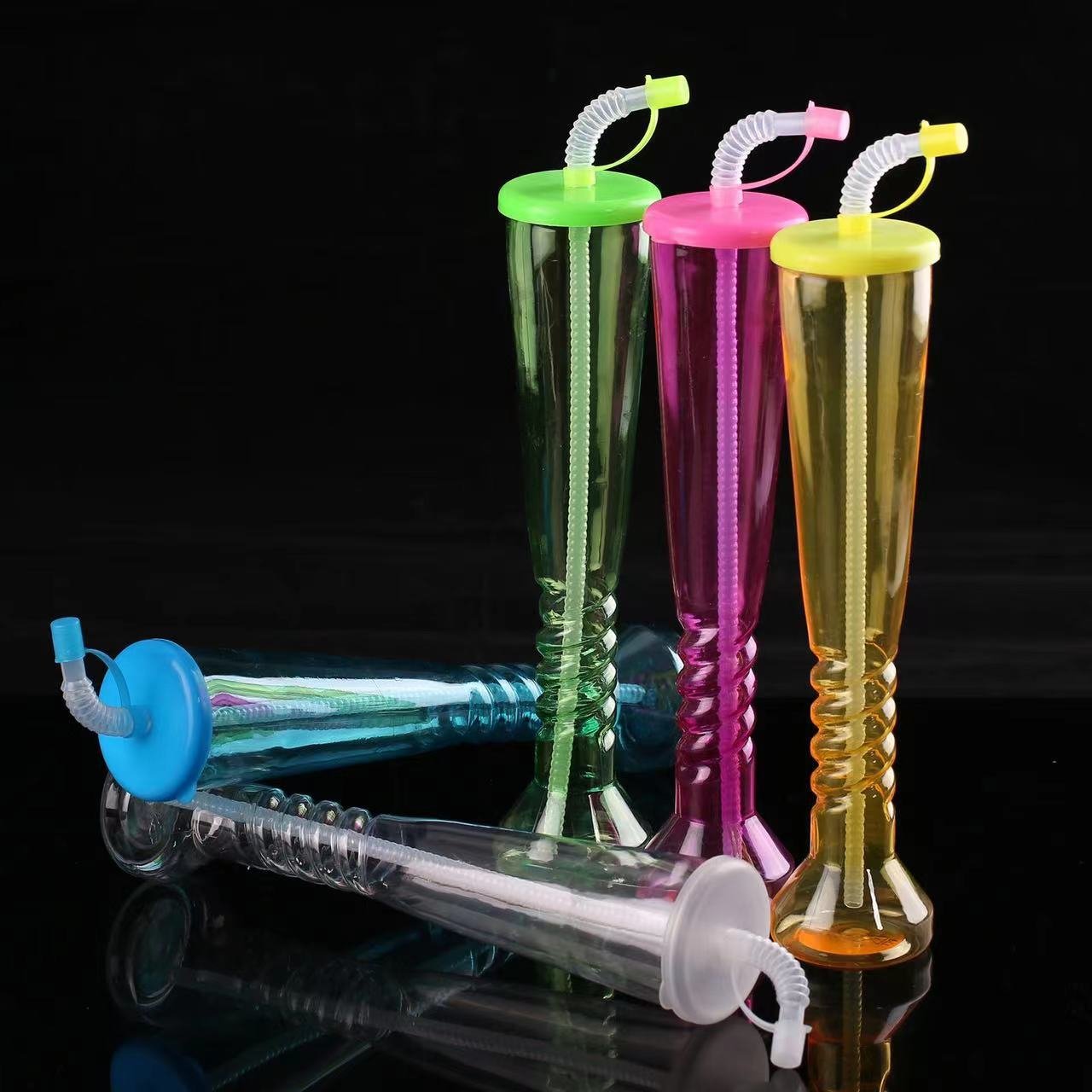 Dumbbell Shaped Water Bottle Plastic Cups With Long Neck 600ml Yard Cup