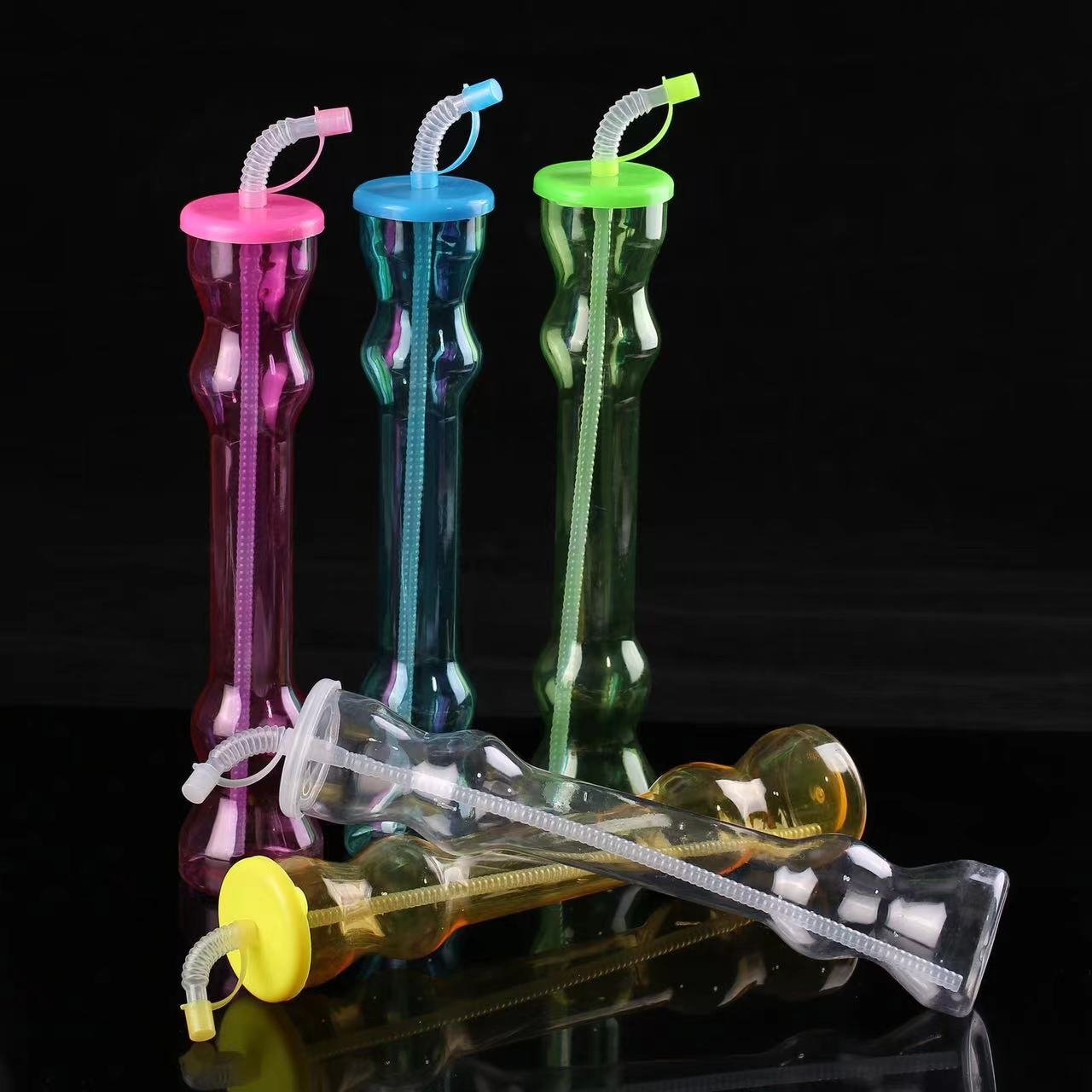 Dumbbell Shaped Water Bottle Plastic Cups With Long Neck 600ml Yard Cup