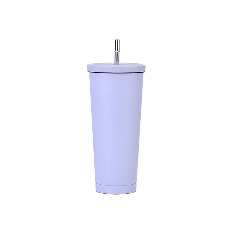 Matte black 16oz Thermos Bottle Stainless Steel Straw Tumbler Cup Vacuum Car Coffee Mug