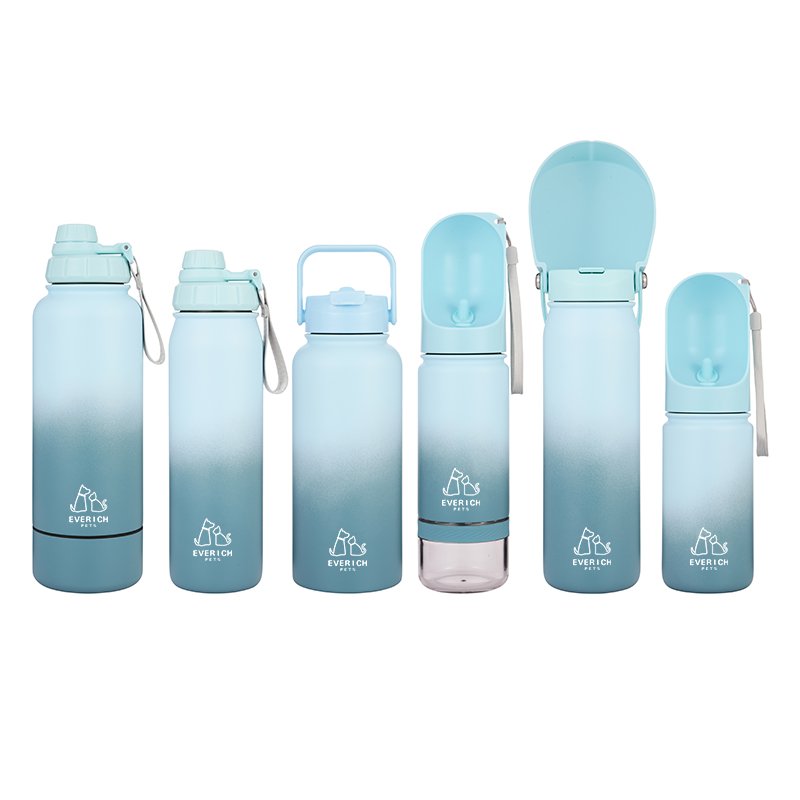 32oz 3 in 1 Outdoor Dog water bottle bowl food and drinking feeder portable Stainless Steel Travel with food container