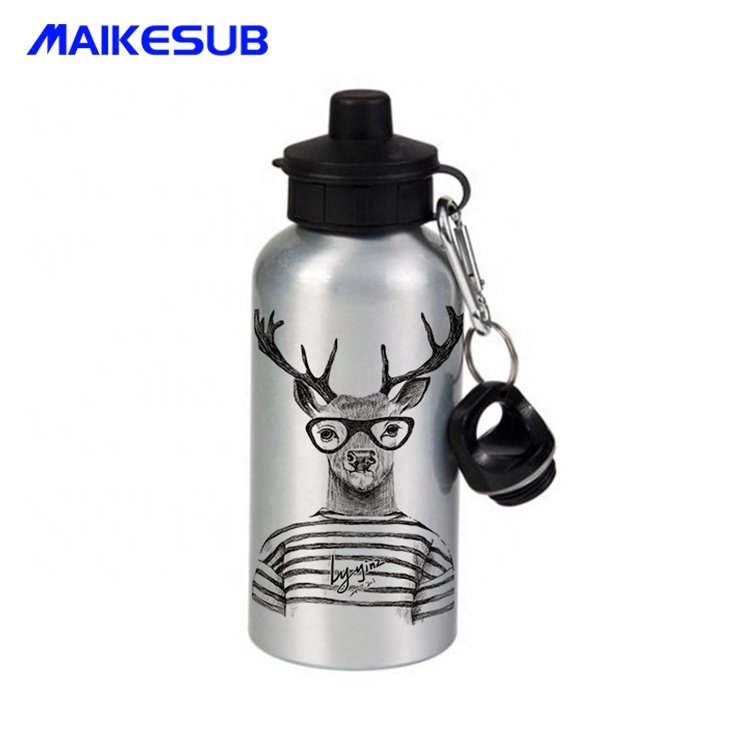 Sublimation blanks aluminum water bottle with two lids 500ml/600ml/750ml