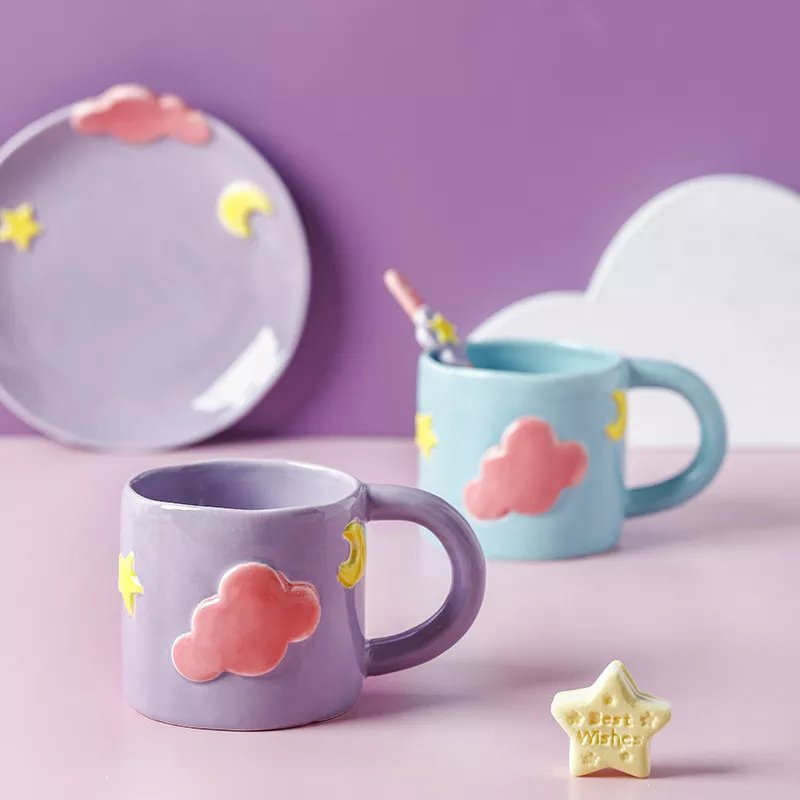 Manufacturer Small Design Cloud High Beauty Large Capacity Nordic Ceramic Coffee Mugs Porcelain Cup