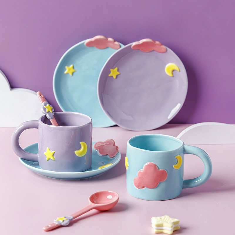 Manufacturer Small Design Cloud High Beauty Large Capacity Nordic Ceramic Coffee Mugs Porcelain Cup