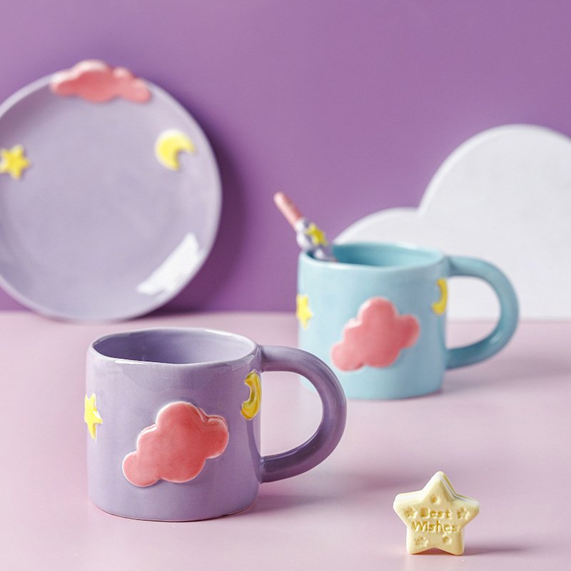 Manufacturer Small Design Cloud High Beauty Large Capacity Nordic Ceramic Coffee Mugs Porcelain Cup