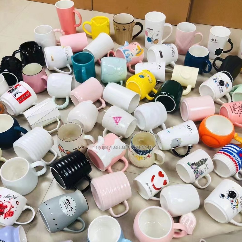customized wholesale Stock colorful color glaze Ceramic Porcelain Stoneware Coffee Blank White Sublimation Mugs by piece ton