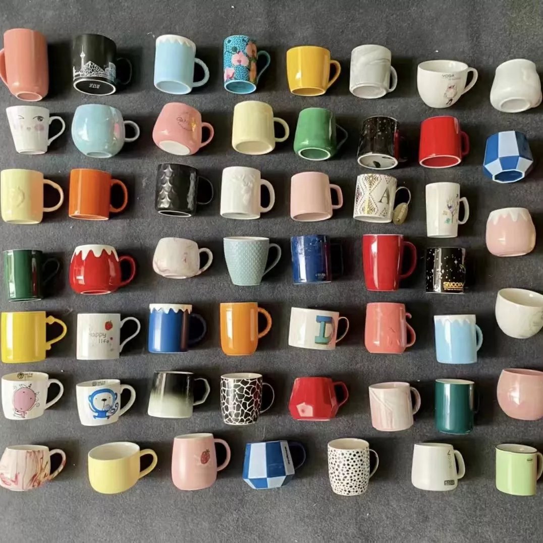 customized wholesale Stock colorful color glaze Ceramic Porcelain Stoneware Coffee Blank White Sublimation Mugs by piece ton