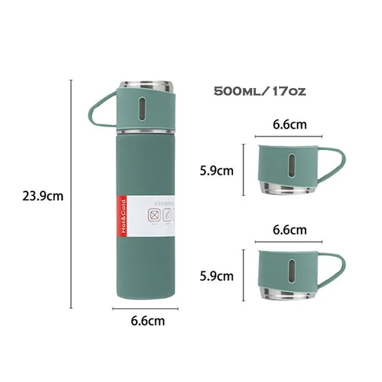 With 3 Lids Business 500ml Gift Box Set Portable Thermos Cup Set Stainless Steel Thermos Cup Travel Vacuum Flask Gift Set
