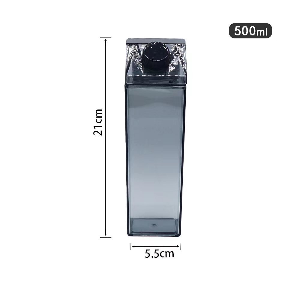 Bpa Free 500ml Plastic Clear Transparent Colored Acrylic Tumbler Milk Carton Box Water Bottle
