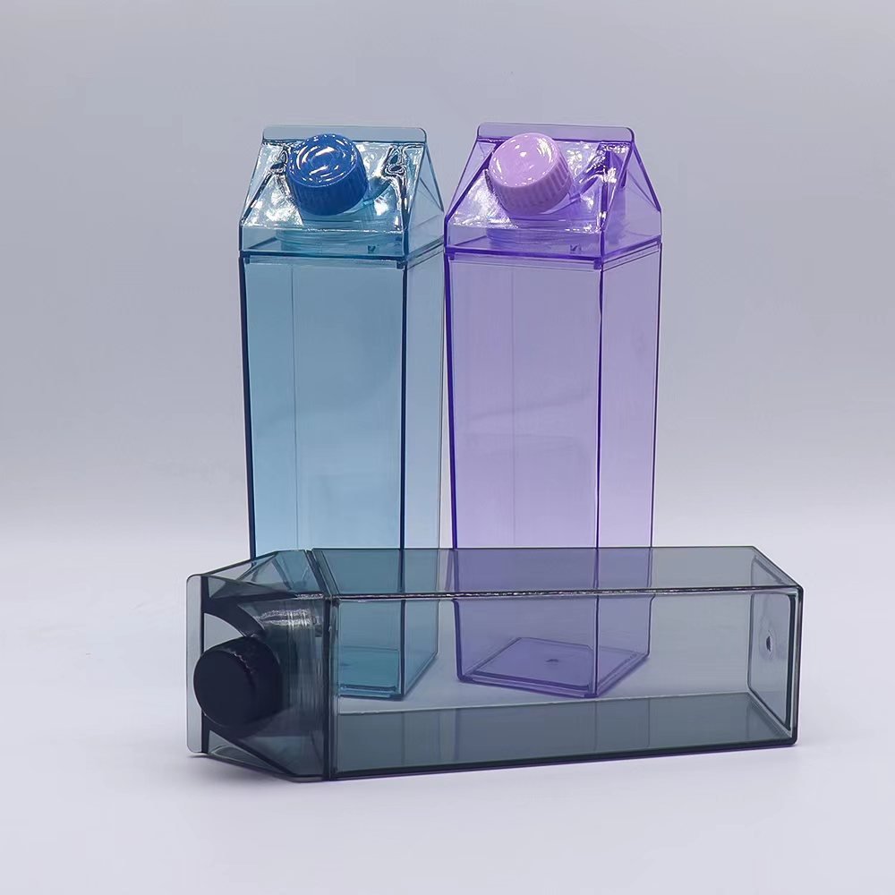 Bpa Free 500ml Plastic Clear Transparent Colored Acrylic Tumbler Milk Carton Box Water Bottle