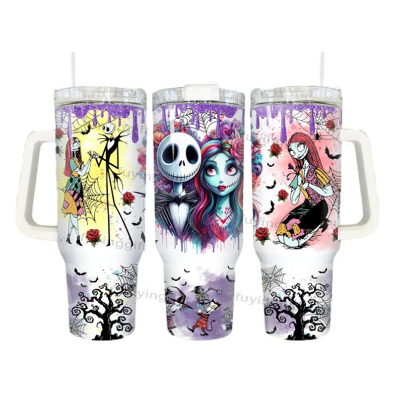 Cheap Price Custom Halloween Cute Kitty 40 oz Vacuum Thermal Cup 40oz Travel Water Bottle Stainless Steel Tumbler with Handle