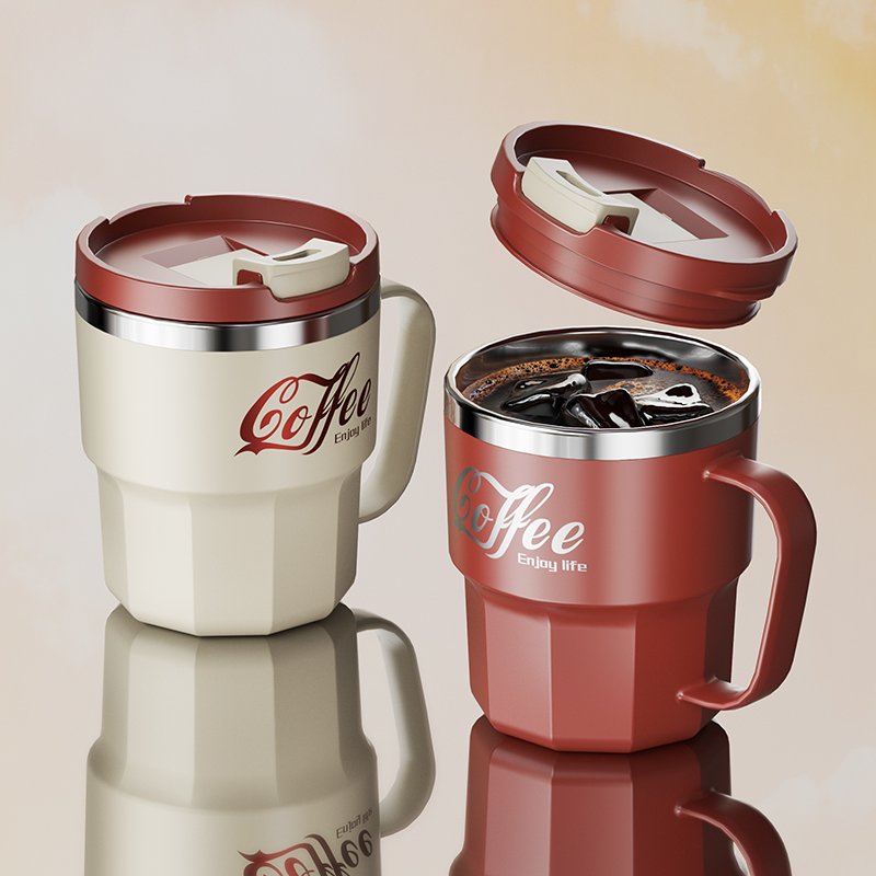 Yuedisi 14oz/400ML 304 Stainless Steel Mugs Portable Leak-Proof Handle Cup Water Tea Milk Coffee Cup Mugs