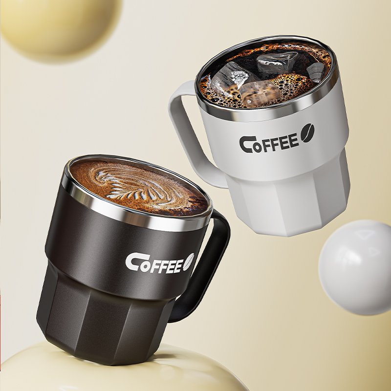 Yuedisi 14oz/400ML 304 Stainless Steel Mugs Portable Leak-Proof Handle Cup Water Tea Milk Coffee Cup Mugs