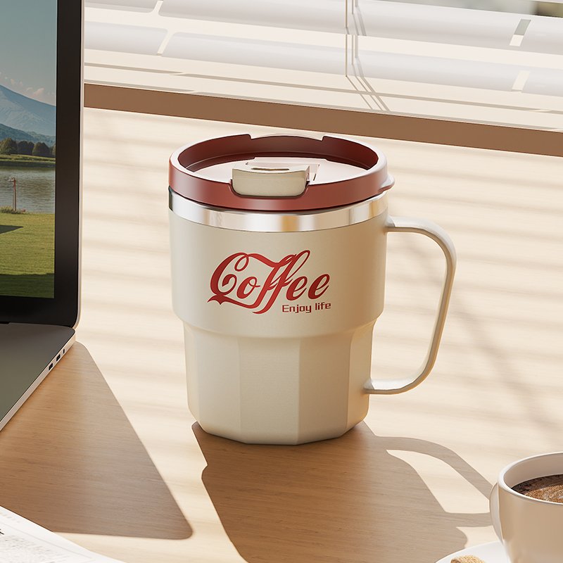 Yuedisi 14oz/400ML 304 Stainless Steel Mugs Portable Leak-Proof Handle Cup Water Tea Milk Coffee Cup Mugs